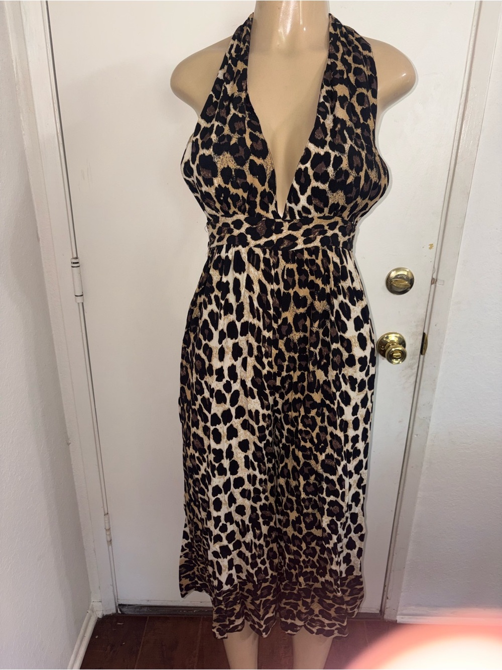 urban outfitters Women’s Leopard Animal Print Halter Jumpsuit Size S